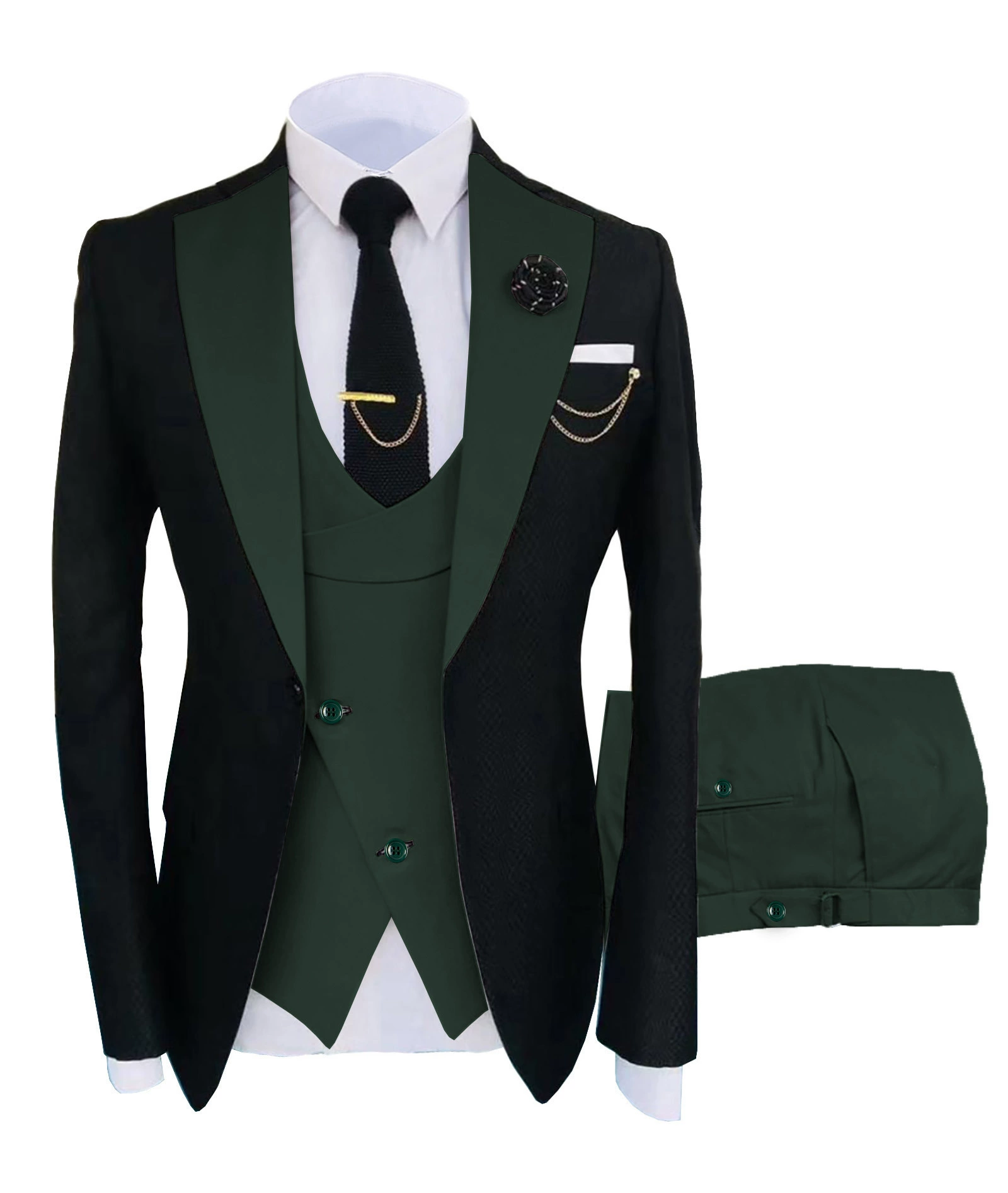 Классический костюм куртка, свадебное платье, жилет, брюки, набор, slim fit