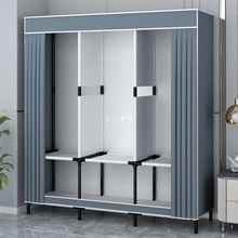 简易衣柜家用卧室全钢架单人宿舍组装布衣柜出租房收纳防尘小衣橱