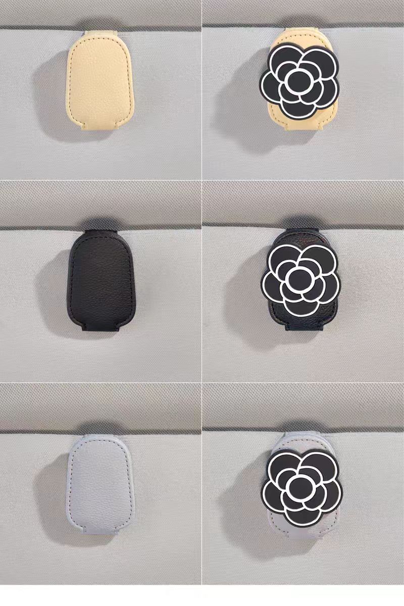 Customized Cross-Border Camellia-Shaped Car Glasses Clip, Car Sun Visor Sunglasses Clip, Multifunctional Car Sunglasses Holder