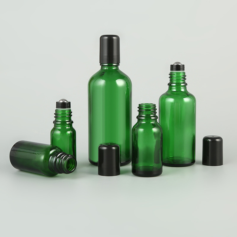工厂现货批发10ml绿色滚珠瓶 30ml精油香水包装瓶 50ml玻璃走珠瓶