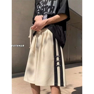 New Chinese Style Waffle Shorts Men's Summer Trendy Color-Blocking Casual Versatile Loose Sports Basketball Shorts