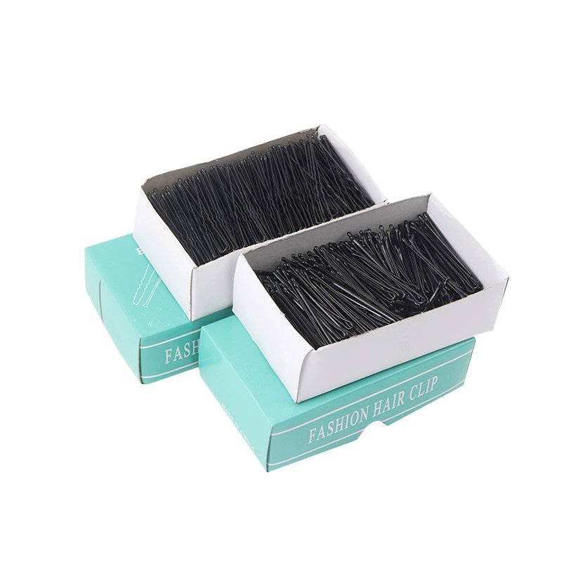 One-line corrugated flat hair clip U-shaped hair clip black bold 500g one pound large packaging hair clip evening wear style