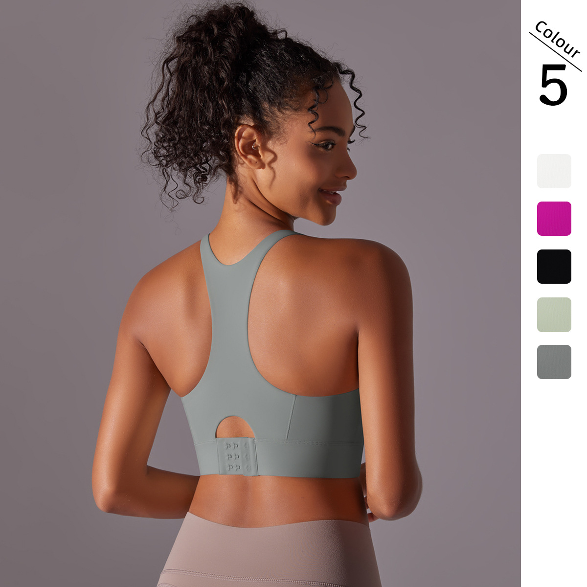 Nuevo desnudo sin costuras color sólido en forma de I belleza espalda breasted deportes ropa interior deportes correr fitness yoga Top BRA