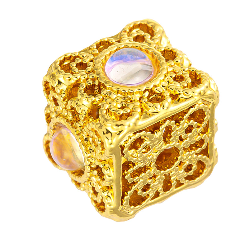 Colgante de cobre micro incrustado Gufasha oro goteo de aceite perlas de transferencia DiDi con perlas de acessorios de perlas huecas fábrica de perlas al por mayor