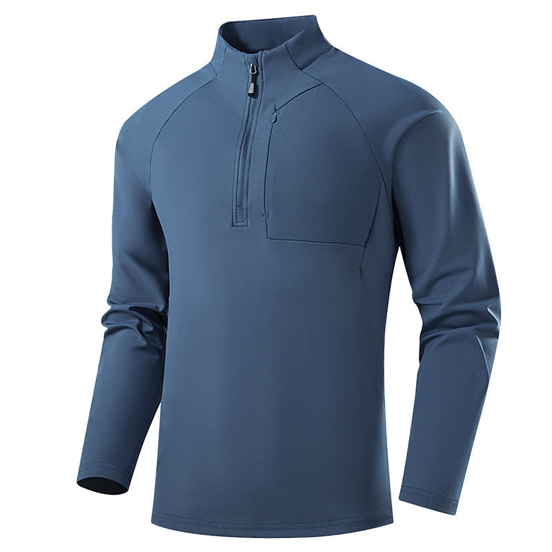 Men's zip-up, stand-up collar, long-sleeved, cool and stylish fleece sweatshirt, trendy casual long-sleeved, soft and comfortable base layer