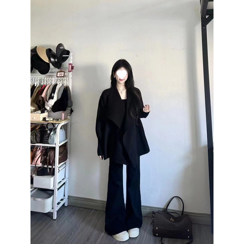 套装女春季2025新款韩系减龄高级感收腰针织毛衣外套高腰阔腿裤潮|undefined