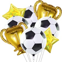 跨境热卖款运动主题气球套装五角星 4D足球 奖杯铝膜气球装饰