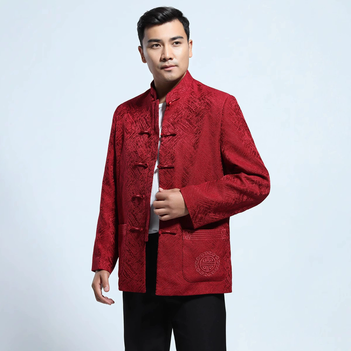 Старая ткань в китайском стиле для мужчин Топ с короткими рукавами 2720-2 среднего возраста/костюм из хлопка на флисовой подкладке