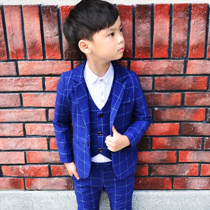男童西裝套裝2023秋冬季童裝花童禮服韓版兒童馬甲西服三件套A043