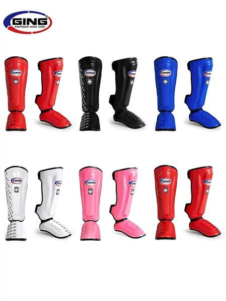 Professional Sanda Muay Thai Leg Guards, Fighting Taekwondo Boxing Shin Guards, Calf Guards for Adults and Children, Men and Women Training Protective Gear