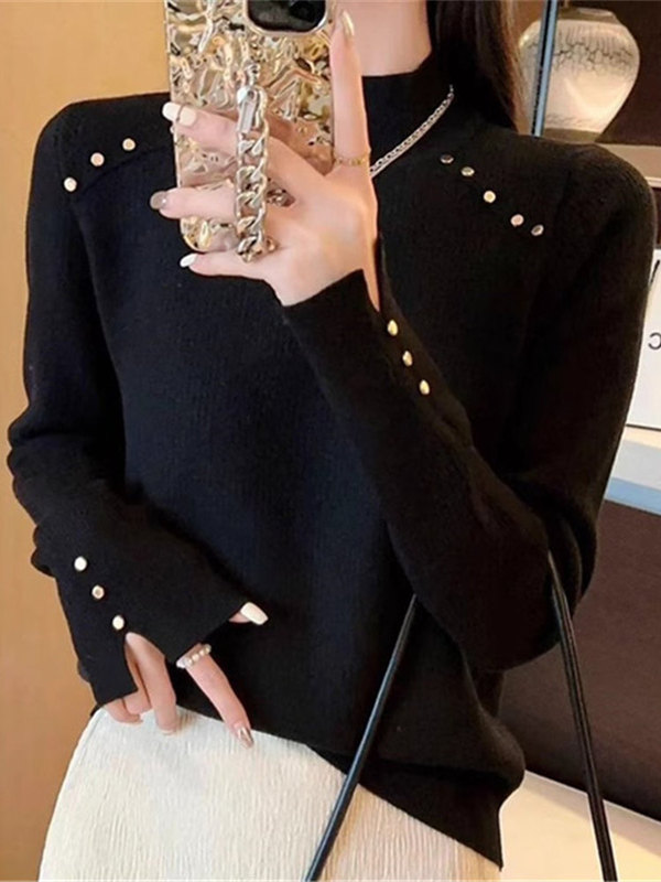 一体绒加绒半高领毛衣女加厚冬季高级感洋气保暖上衣打底衫女内搭|undefined