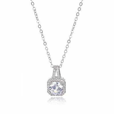 Unisex Zircone Quadrato Diamante Semplice Classico Collana Donna Corto Collo Cinturino Versione Ciondolo Accessori_voghion.com