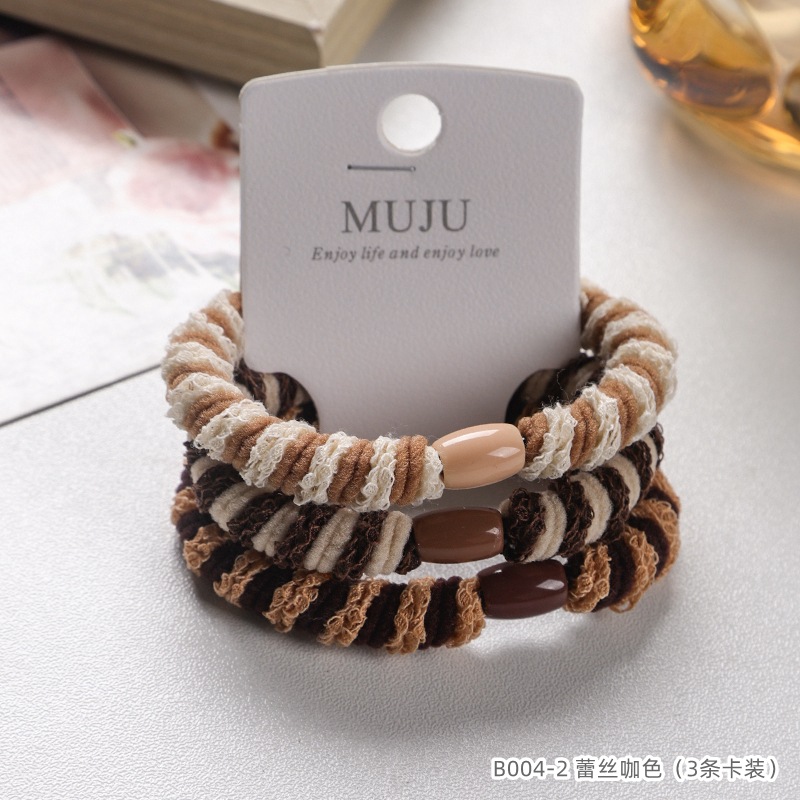 [Carga de tarjeta] sensación de alto nivel coreano de cabello de código de barras de moda de alta elasticidad de cabello anillo de cabello correa de cola de caballo