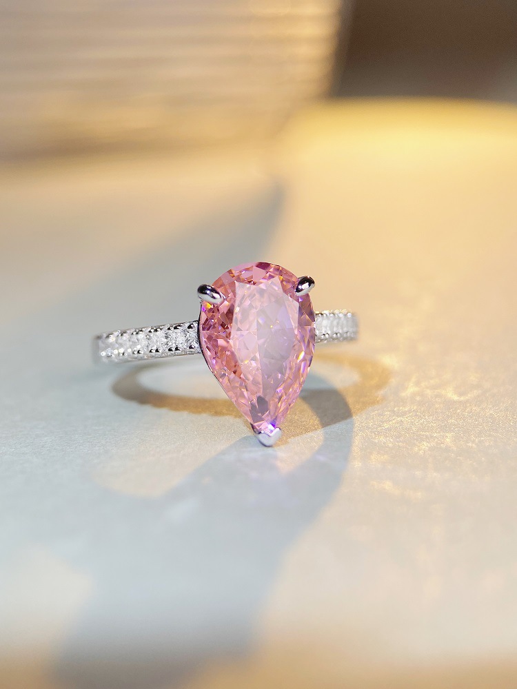 Fashion Water Droplets Sterling Silver Irregular Plating Rhinestones Rings 1 Piece