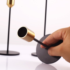 豪睿 歐式鐵藝蠟燭台跨境黑色銅色餐桌創意北歐婚慶單頭燭台擺件