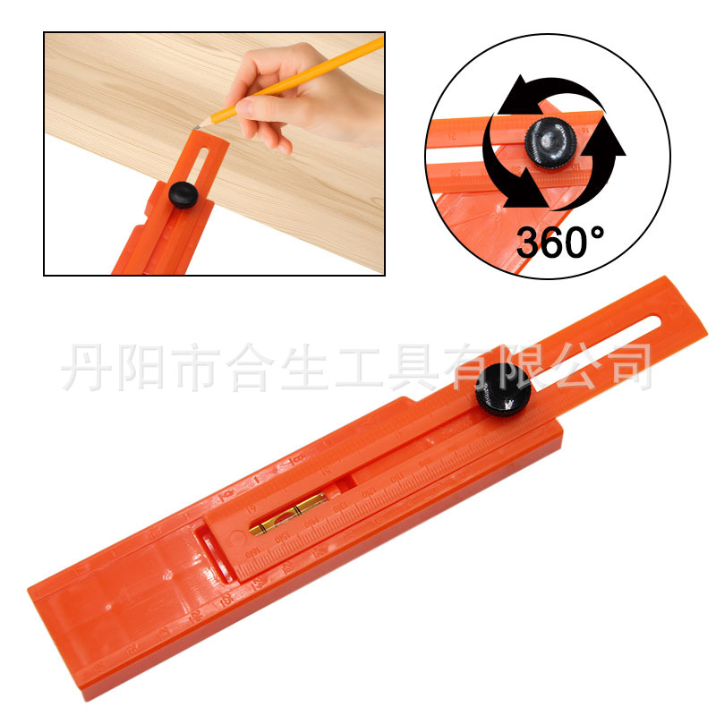 Regla de posicionamiento de carpintería con burbuja horizontal precisa multiángulo giratorio fácil de naranja regla de ángulo multifuncional