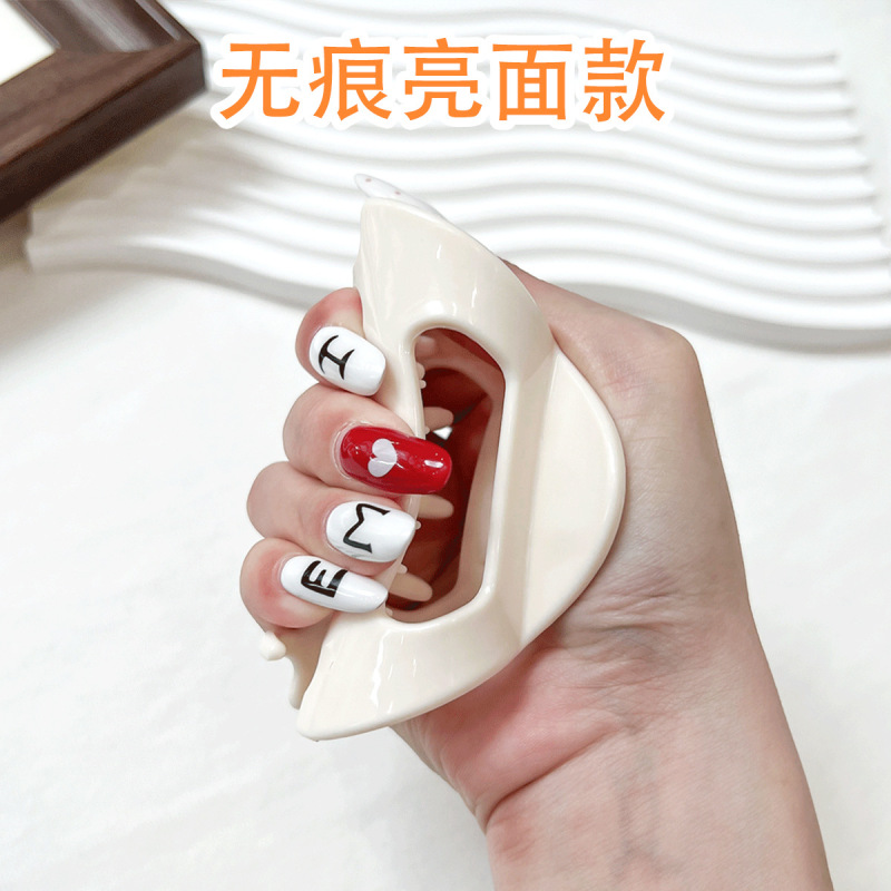 新款跨境亮面三角形软硅胶抓夹后脑勺半扎马尾夹鲨鱼夹高级感发饰|undefined