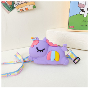 2023 New Rat Exterminator Pioneer Cartoon Unicorn Silicone Bag Diagonal Children's Cartoon Coin Purse Decompression Bubble Bag