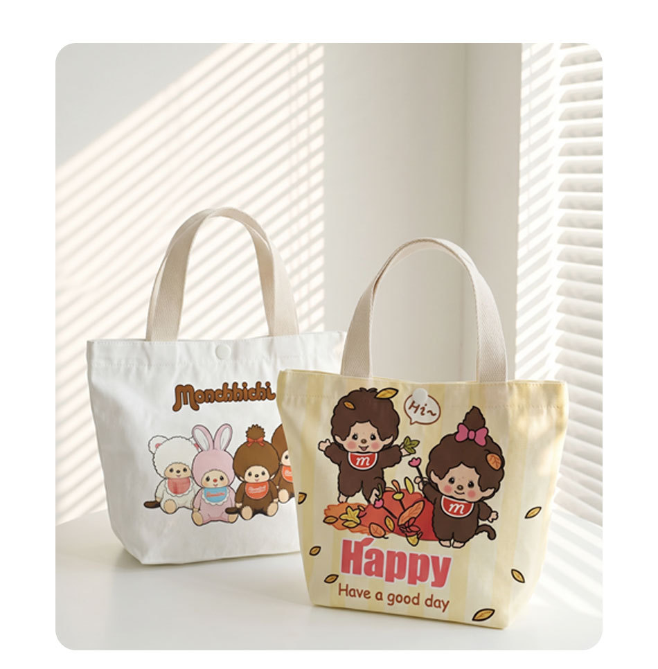Karikatür Kawaii Canvas Çanta Japon Kore Tarzı Sevimli Baskılı El Çantası Günlük Geniş Kapasiteli Çanta