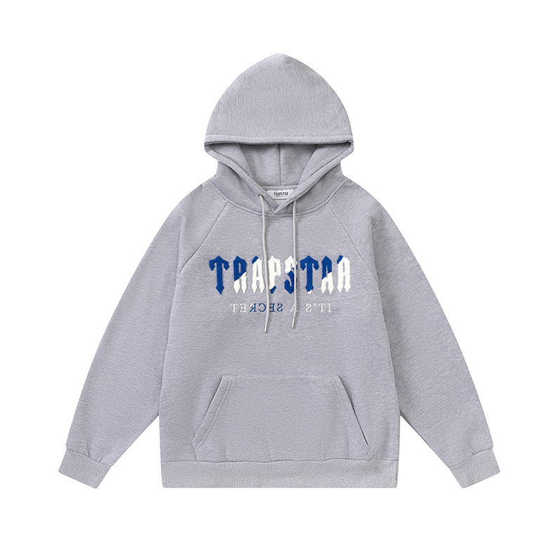 Trapstarタオル刺繍とベルベットの帽子付きガードルのジッパー付きズボンのカジュアルセット|undefined