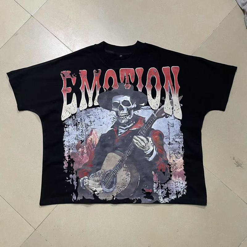 国境を越えた外国貿易MIXED EMOTIONアメリカのファッションブランドエンジェルハイストリートホットダイヤモンドバットスリーブルーズ半袖Tシャツ男性用|undefined