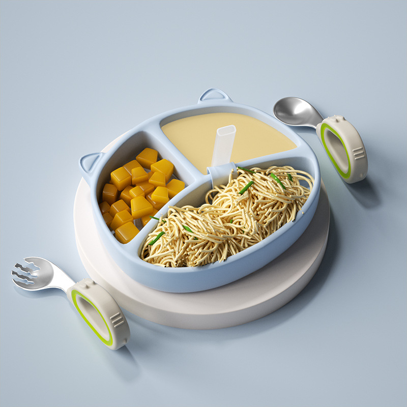 Blue Straw Rabbit Green Stainless Steel Fork Spoon