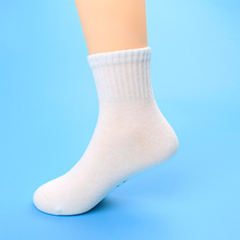 2024春夏新款白色儿童学生袜中筒袜棉袜纯色袜子男女童宝宝袜童袜