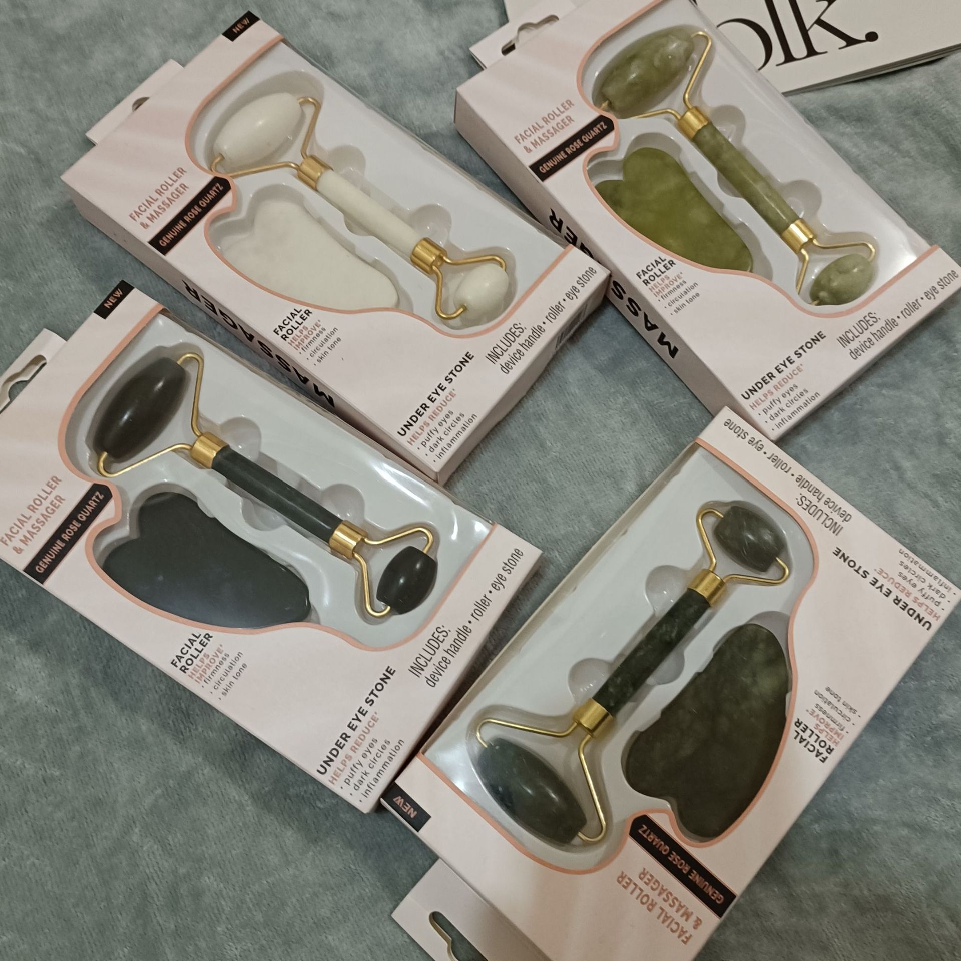 岫玉滚轮刮痧板套装