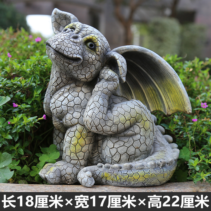 Jardín de comestibles patio pequeño adornos resina monstruo diablo estatua animal creativo jardinería decoraciones adornos