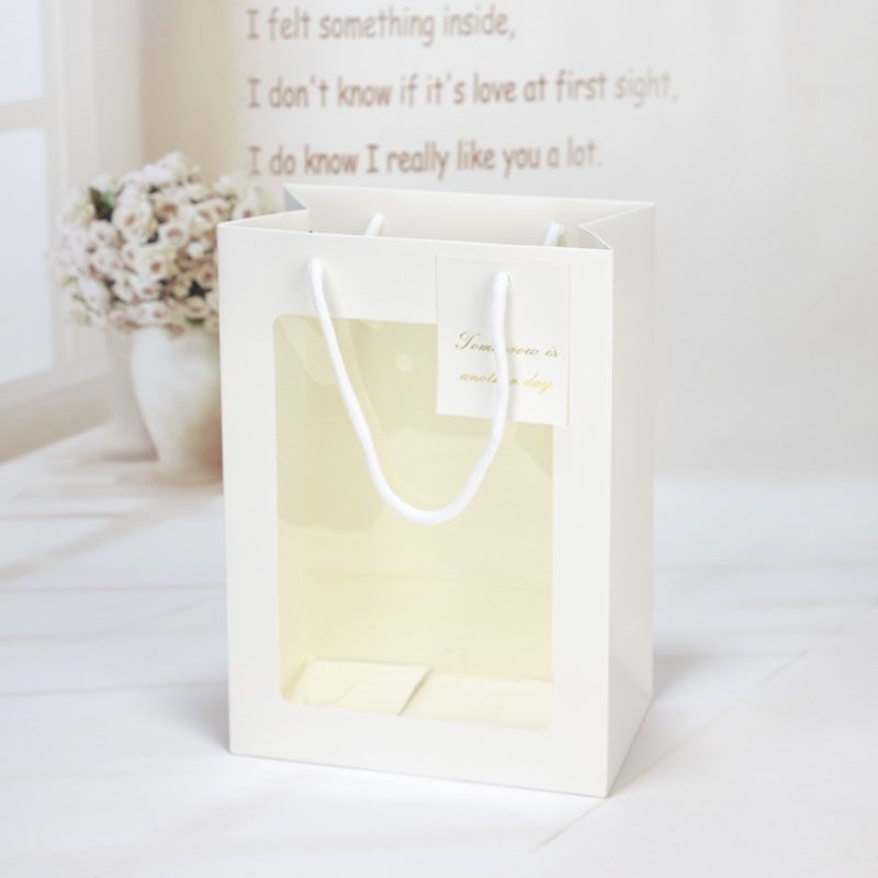 Extra grande ventana cumpleaños graduación temporada bolsa de regalo ramo transparente cuadrado sola flor caja de regalo bolso