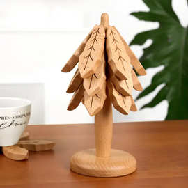 木质圣诞树杯垫一棵树隔热垫放烫餐垫可爱桌面摆件客厅厨房桌垫