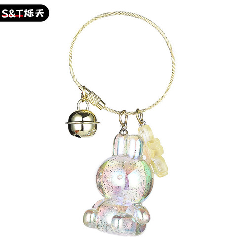 Cartoon Acrylic Colorful Sitting Rabbit Keychain Cute Car Keychain Bag Pendant Small Gift Wholesale