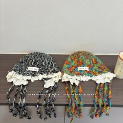 儿童帽子彩色流苏辫子针织毛线帽亲子秋冬季男女童民族风包头帽潮