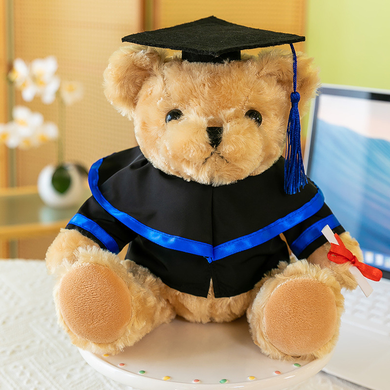 Graduación Bear Master Bear Doll Dr. Undergraduate Uniform Bear Doll High School Regalo de impresión logotipo de la escuela
