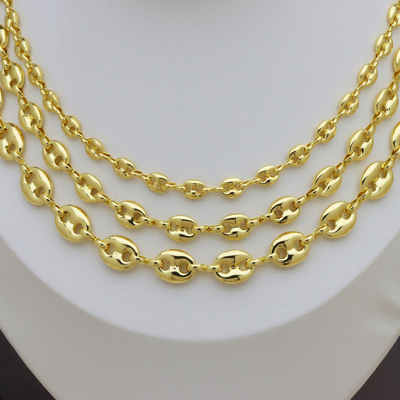 European and American Cross-Border Temu Hot-Selling Smooth Surface Pig Nose Cute Super Adorable Copper-Plated 18K Gold Necklace Bracelet for Women