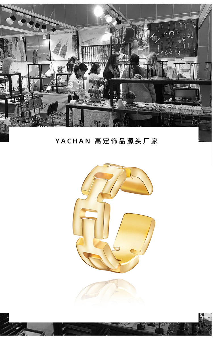 0.03µm Gold Plating Thickness PVD Coated Real Gold Plated U Shape 304 Stainless Steel Metal Waterproof Non Tarnish Rings