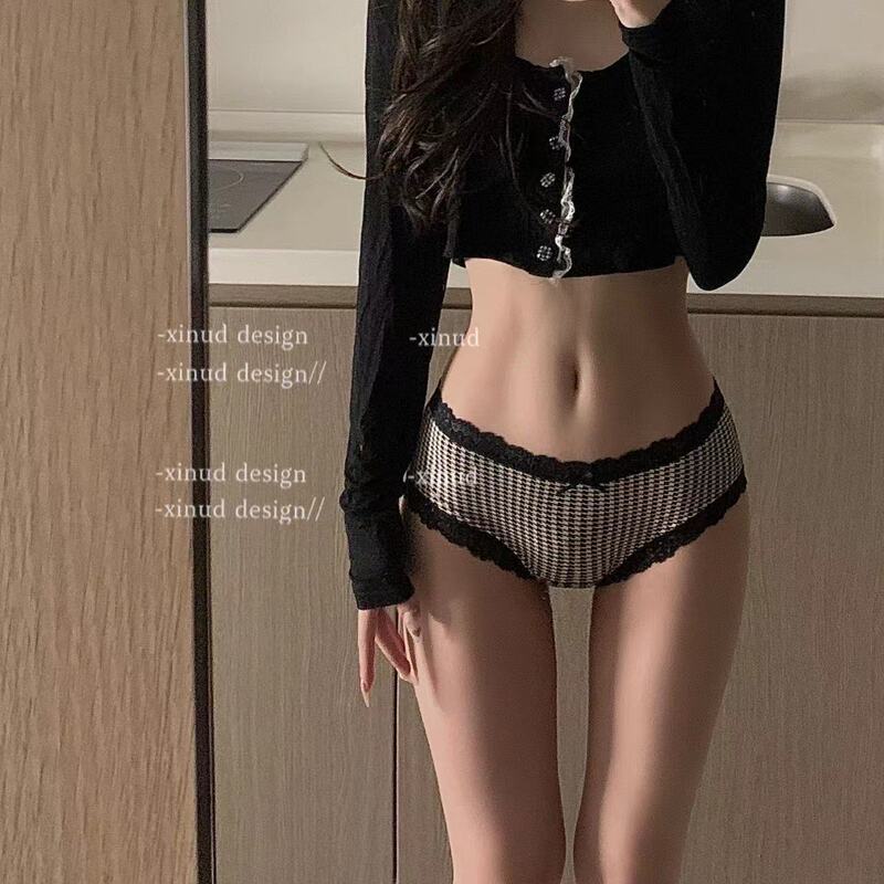 Japanese Style Thousand Bird Bow Sexy Lace Zebra Underwear Women's Low Waist Fresh Bow QQ Briefs Japanese Style Thousand Bird Bow Sexy Lace Zebra Underwear Women's Low Waist Fresh Bow QQ Briefs