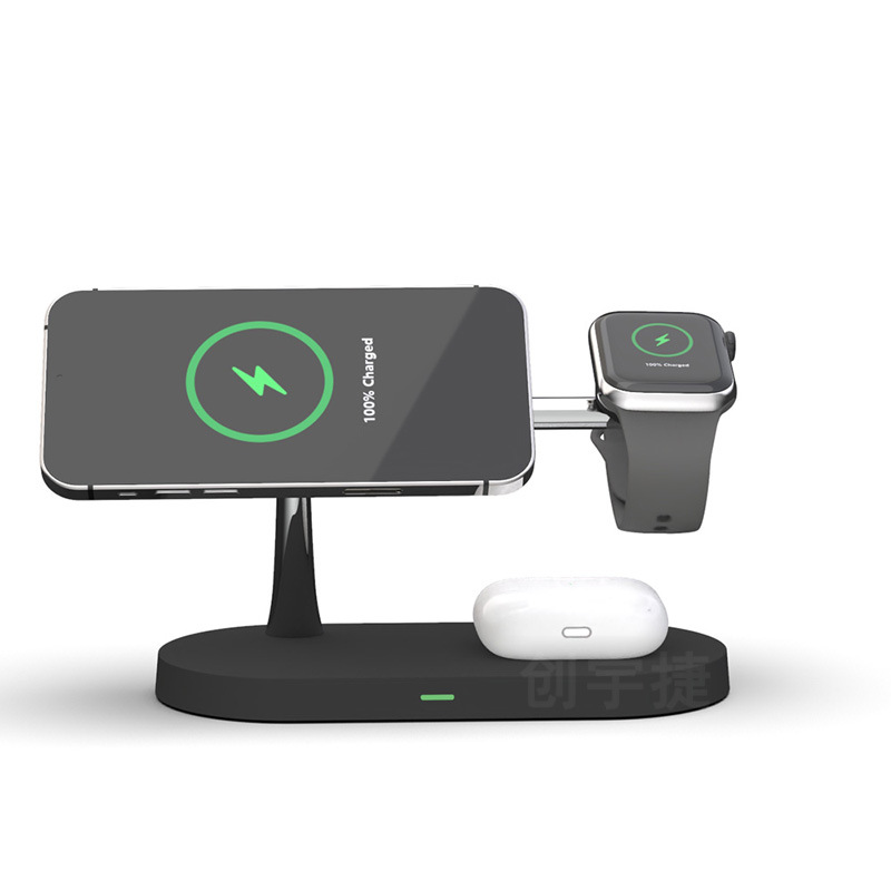 Cargador inalámbrico cinco-en-uno T268 con la luz de la noche para el cargador inalámbrico de Airpods del teléfono móvil de Apple del iwatch