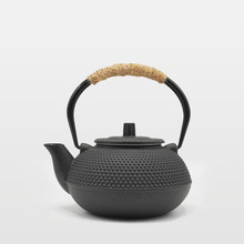 厂家围炉煮茶粒子铸铁壶日式复古铁壶煮茶泡茶烧水竹编轻奢复古