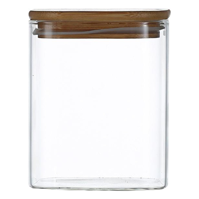 Fábrica al por mayor borosilicato cuadrado sellado tarro nuevo tarro de té de vidrio transparente tarro de almacenamiento de dulces snack tarro