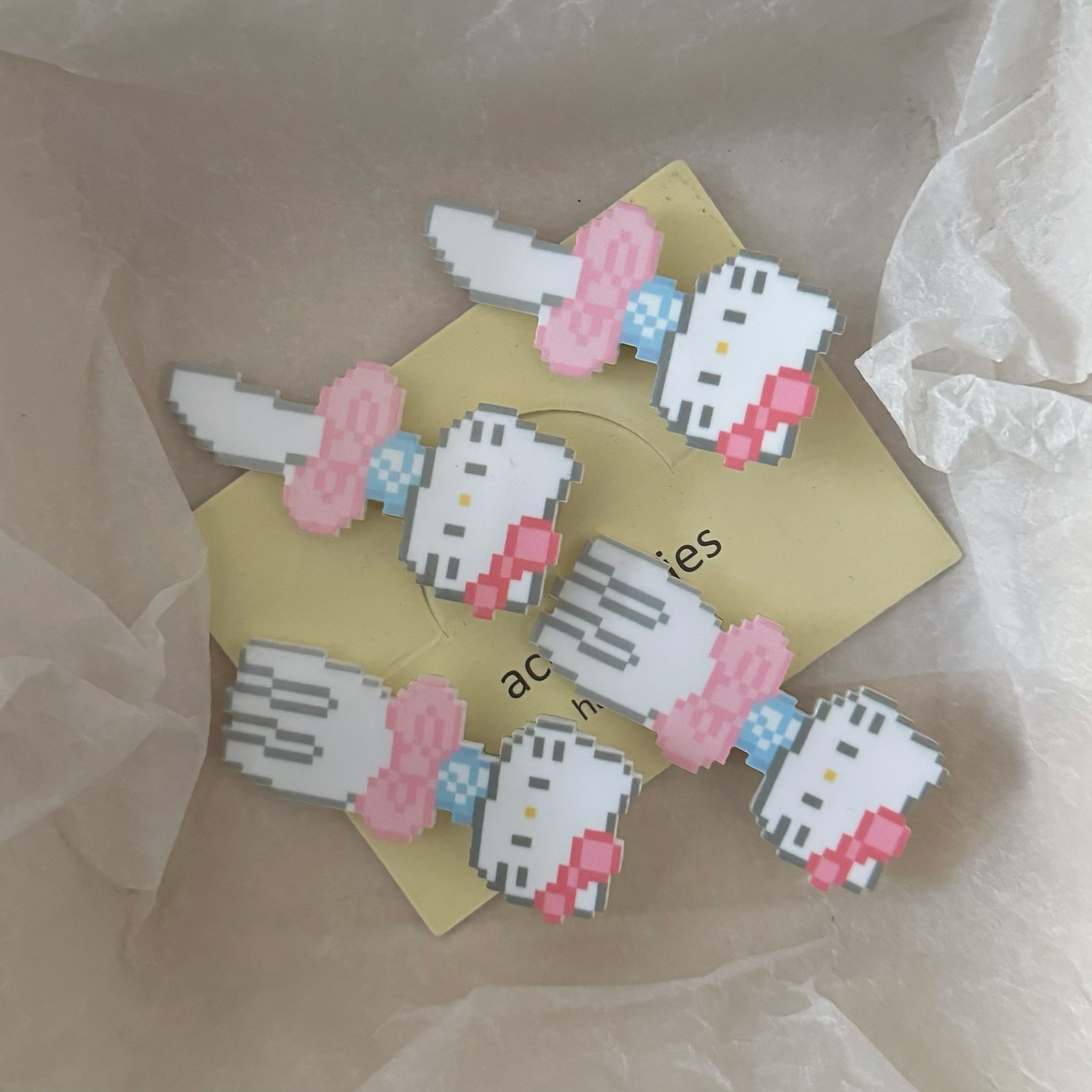 Sweet Cream Mosaic Cat Fork Hairpin Cartoon Cute Girl Bangs Hairpin Hair Accessories Wholesale Clip