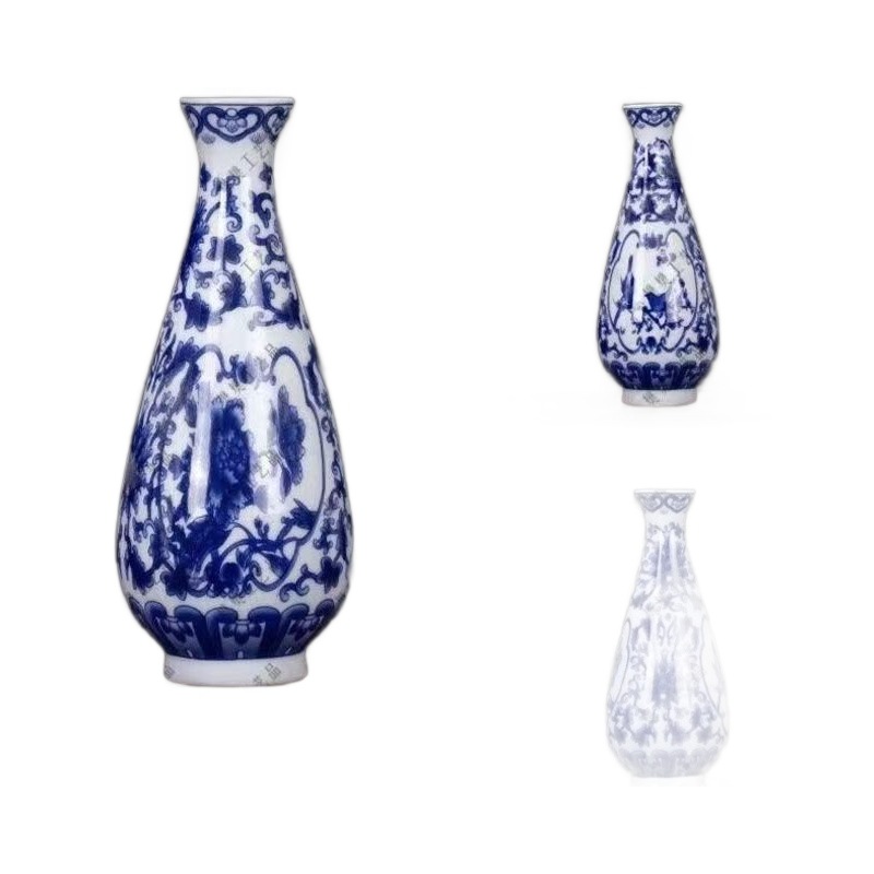 Vaso de escritorio de cerámica de porcelana pequeña boca mini hidroponía de flores retrógradas botellas de flores de porcelana