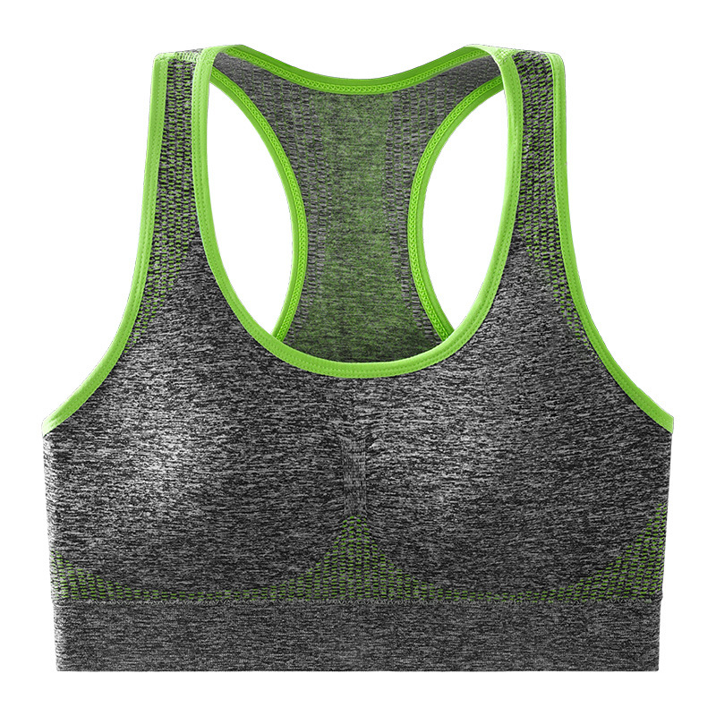 Ropa interior de Deportes de espalda de belleza en forma de I de algodón sin costura de alto carbono para mujeres Cuello redondo clásico cómodo piel-pegarse ropa interior deportiva inalámbrica