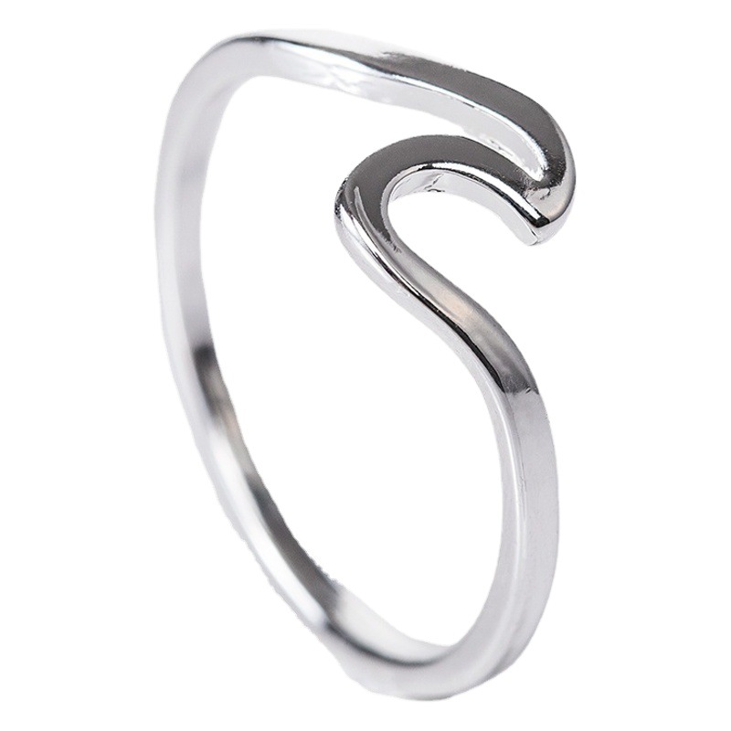 Cross-Border Hot-Selling Titanium Steel Ring, Creative Irregular Herringbone-Shaped Large Wave Ring, Niche Women's Stainless Steel Ring That Does Not Fade