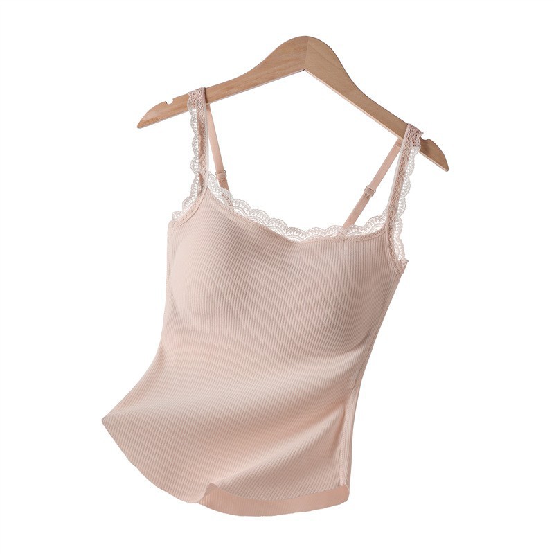 Otoño y invierno lana seda de seda calentamiento chaleco de cabina de dama con cojín de pecho en un cuerpo calentado camisa legging superior