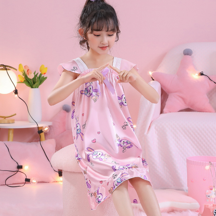 Pijamas infantiles niñas de manga corta verano delgado dibujos animados yu Gui perros niñas de niños mayores set de ropa de bebé