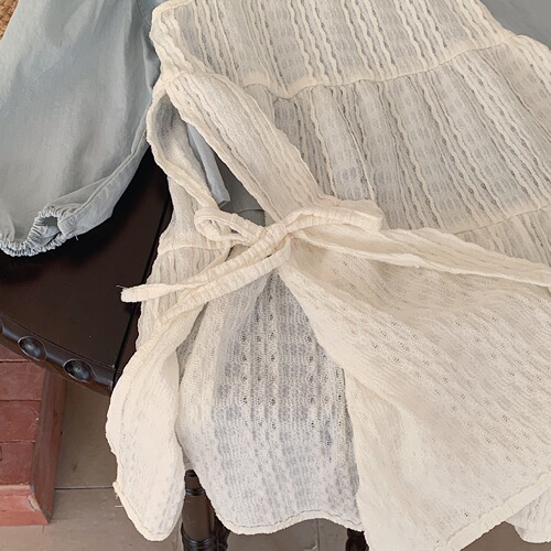 Cotton Domi Girl 2024 Spring Summer Korean Children's Clothing Solid Color Blouse Lace Tank Top Dress Fashion Long Dress Set