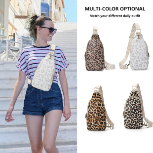 New Pu Leopard Print Crossbody Bag for Women, Amazon Hot-Selling European and American Retro Printed Waist Bag and Shoulder Bag