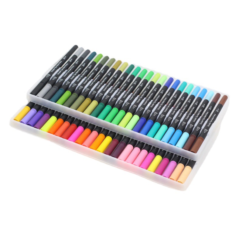 Suministro directo de fábrica pluma de acuarela de doble cabeza pluma de gancho marcador de pelo suave 120 colores opcional LOGOTIPO imprimible