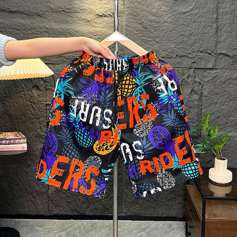 Short de plage d'été pour homme, fin, décontracté, imprimé, coupe ample, idéal pour la baignade et séchage rapide, jambes larges, short à cinq points_voghion.com